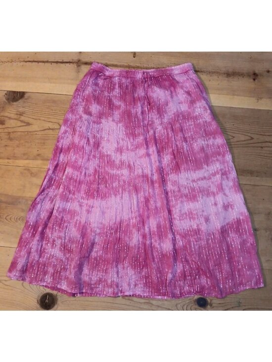 Kaaku Dresses & Skirts - Vtg Kaaku Midi Skirt Women Free One Size Pink Metallic Prairie Festival Cotton